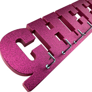 Cheer Medal Holder Pink Glitter