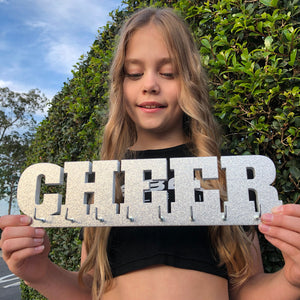 Cheer Medal Holder Silver Glitter