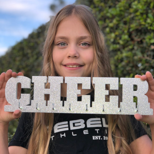 Cheer Medal Holder silver glitter