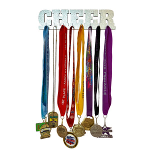 Cheer Medal Holder Silver Glitter